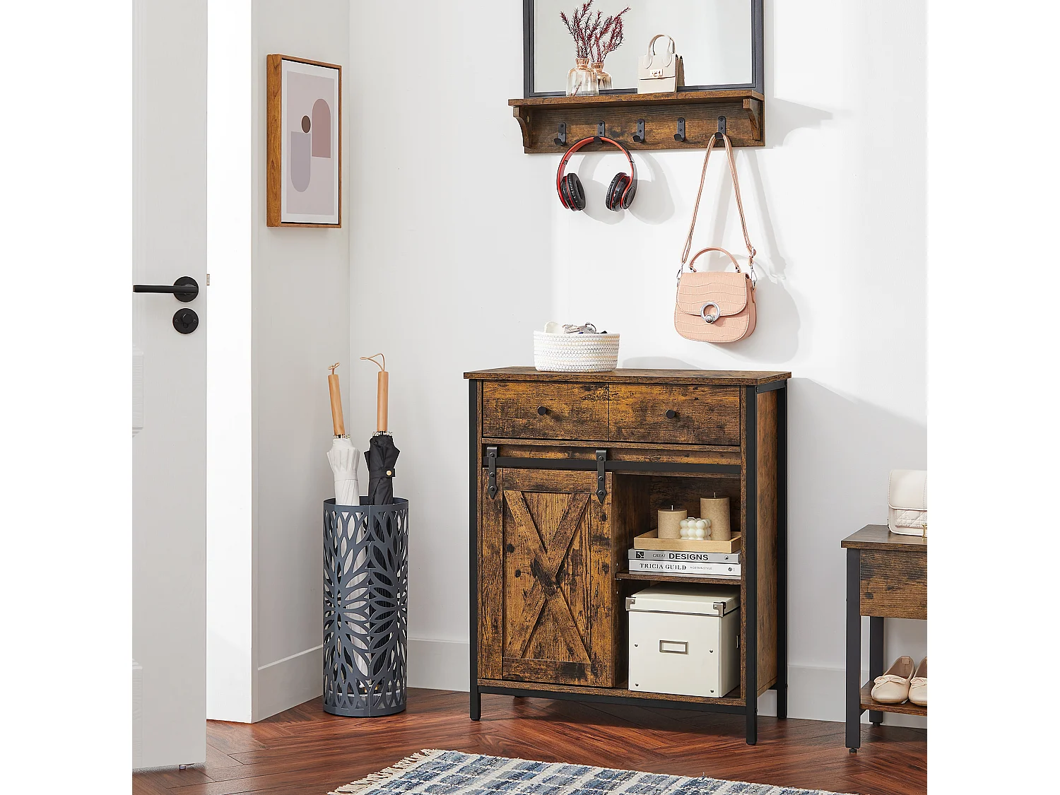 Storage cabinet 70x30x80 cm black rustic brown