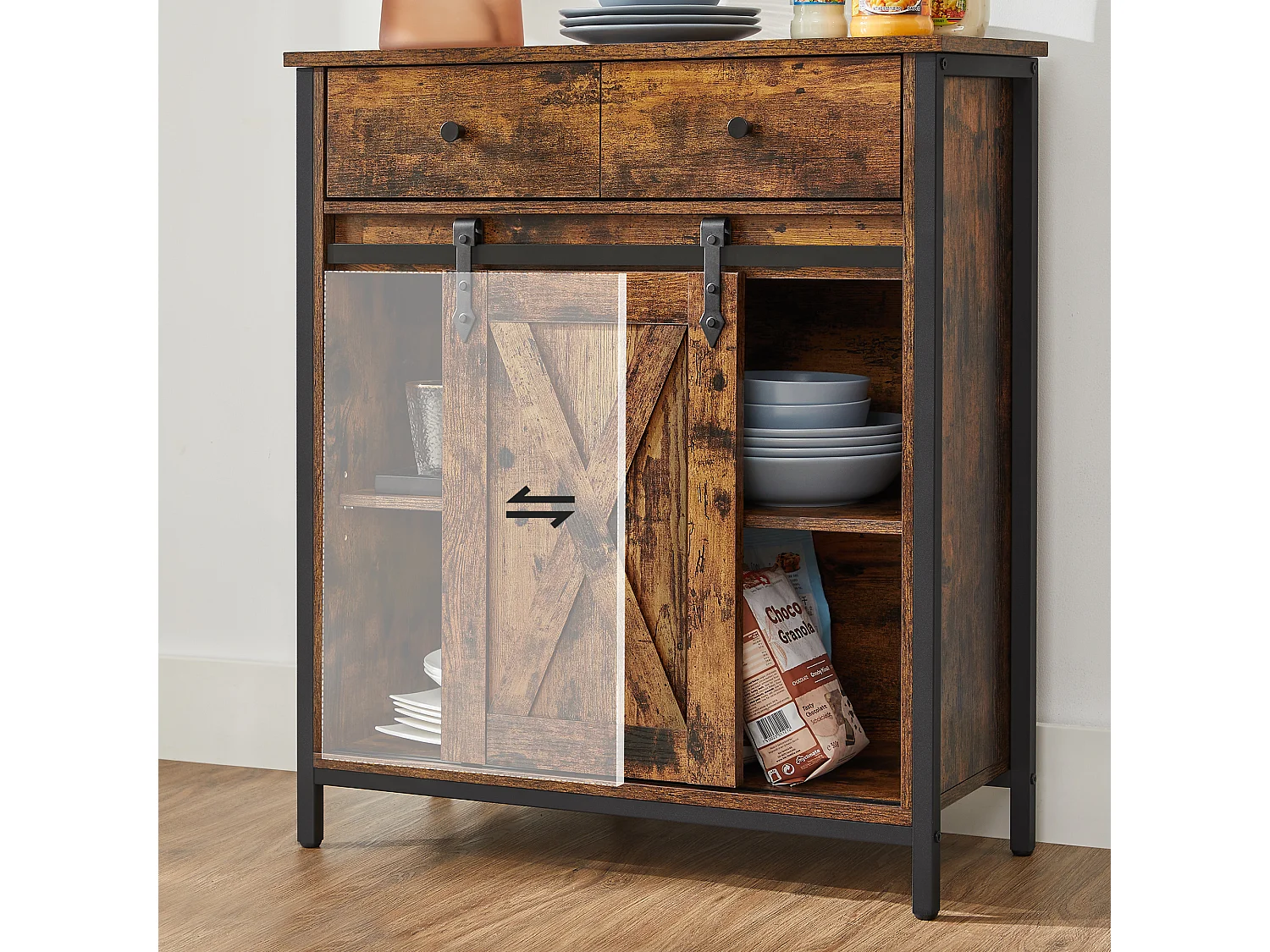 Storage cabinet 70x30x80 cm black rustic brown