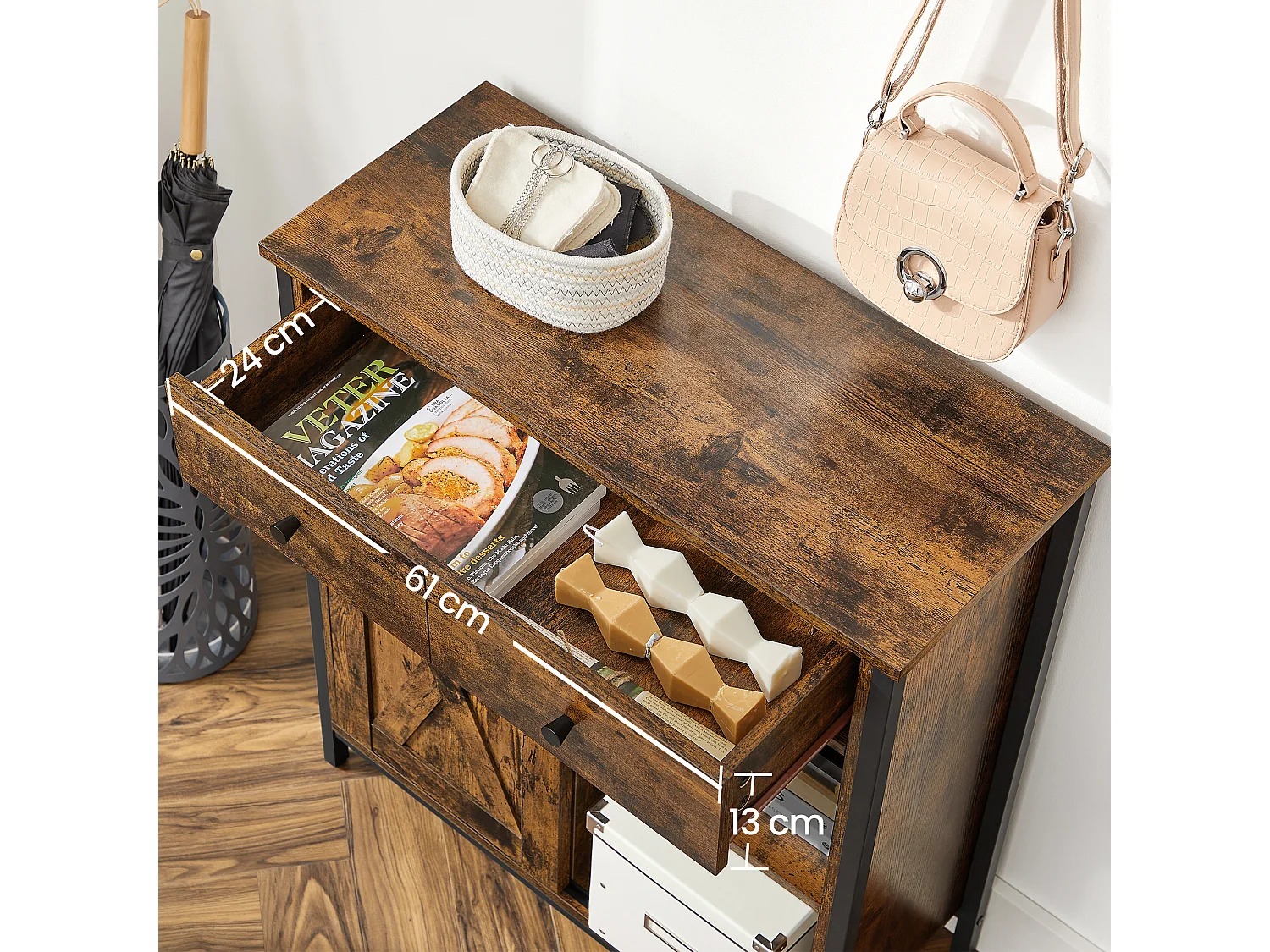 Storage cabinet 70x30x80 cm black rustic brown
