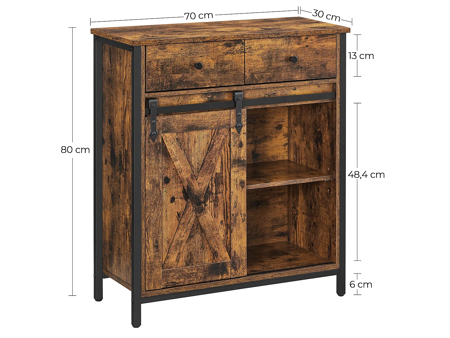 Storage cabinet 70x30x80 cm black rustic brown