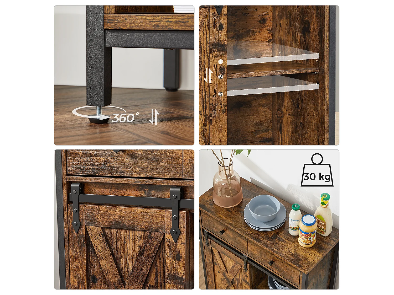 Storage cabinet 70x30x80 cm black rustic brown