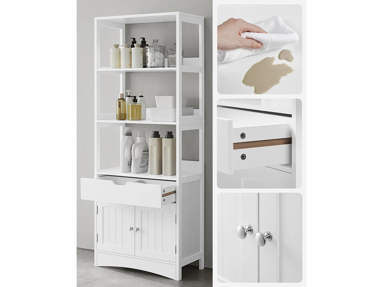 Armario de almacenamiento para baño 60x32.5x154 cm blanco