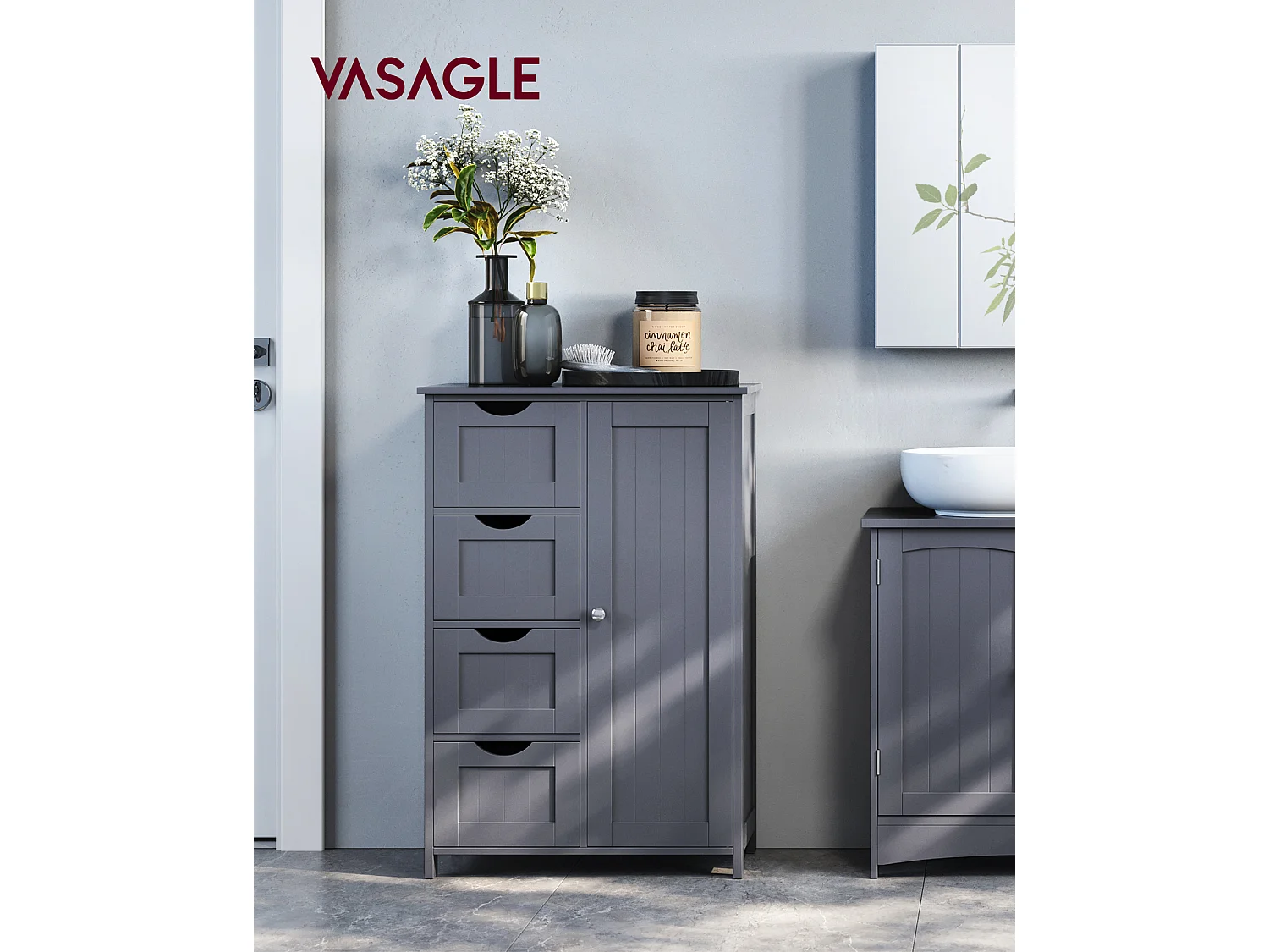 Armoire de salle de bain 30x55x82 cm gris