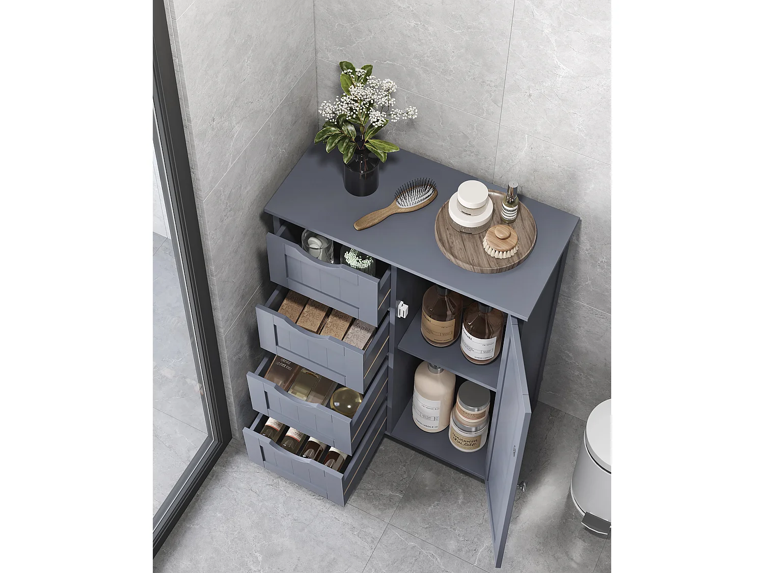 Armoire de salle de bain 30x55x82 cm gris