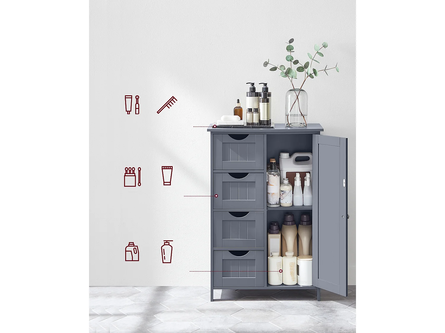 Armoire de salle de bain 30x55x82 cm gris