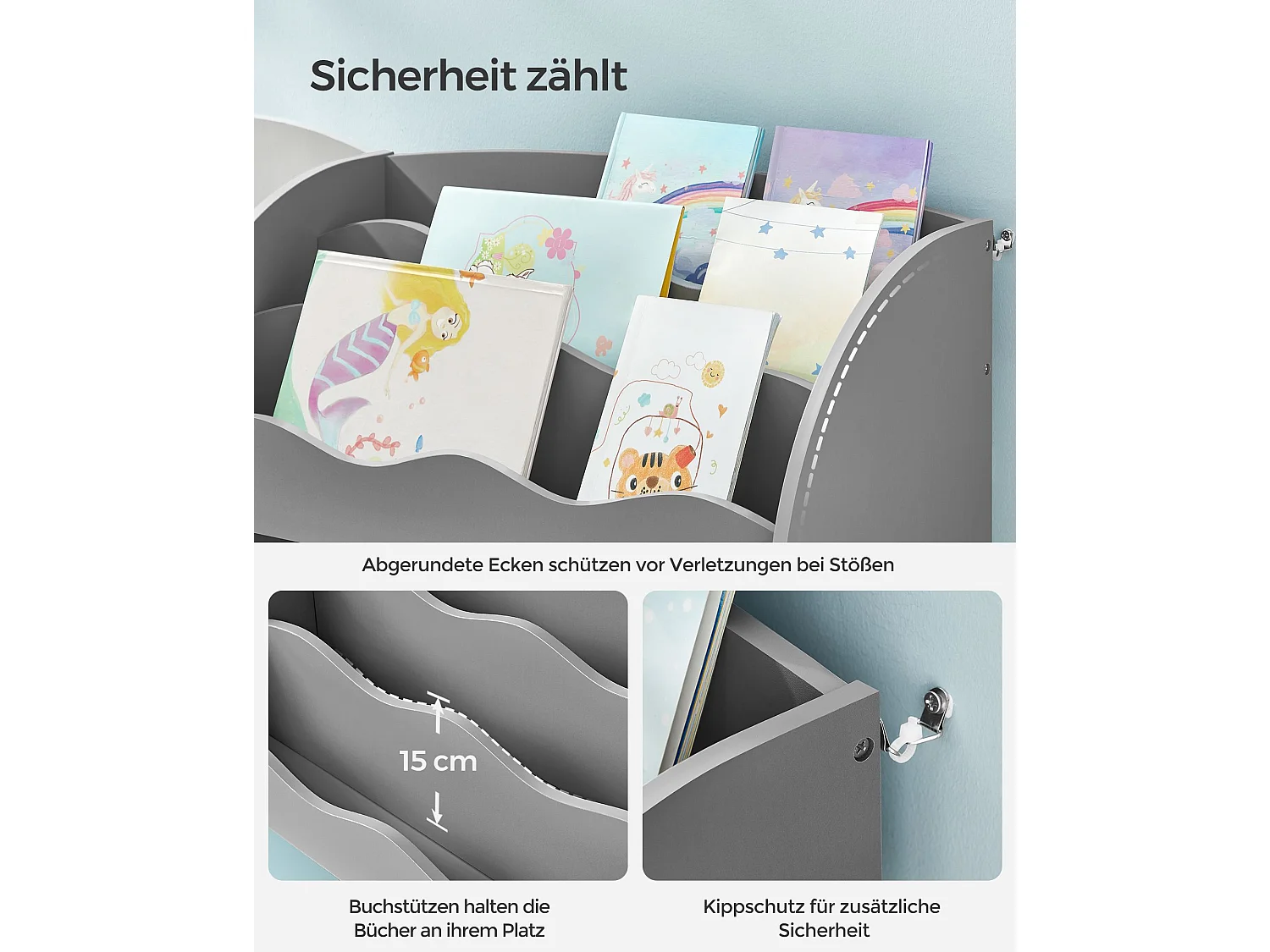 Toy storage shelf 93x30x100 cm dove grey