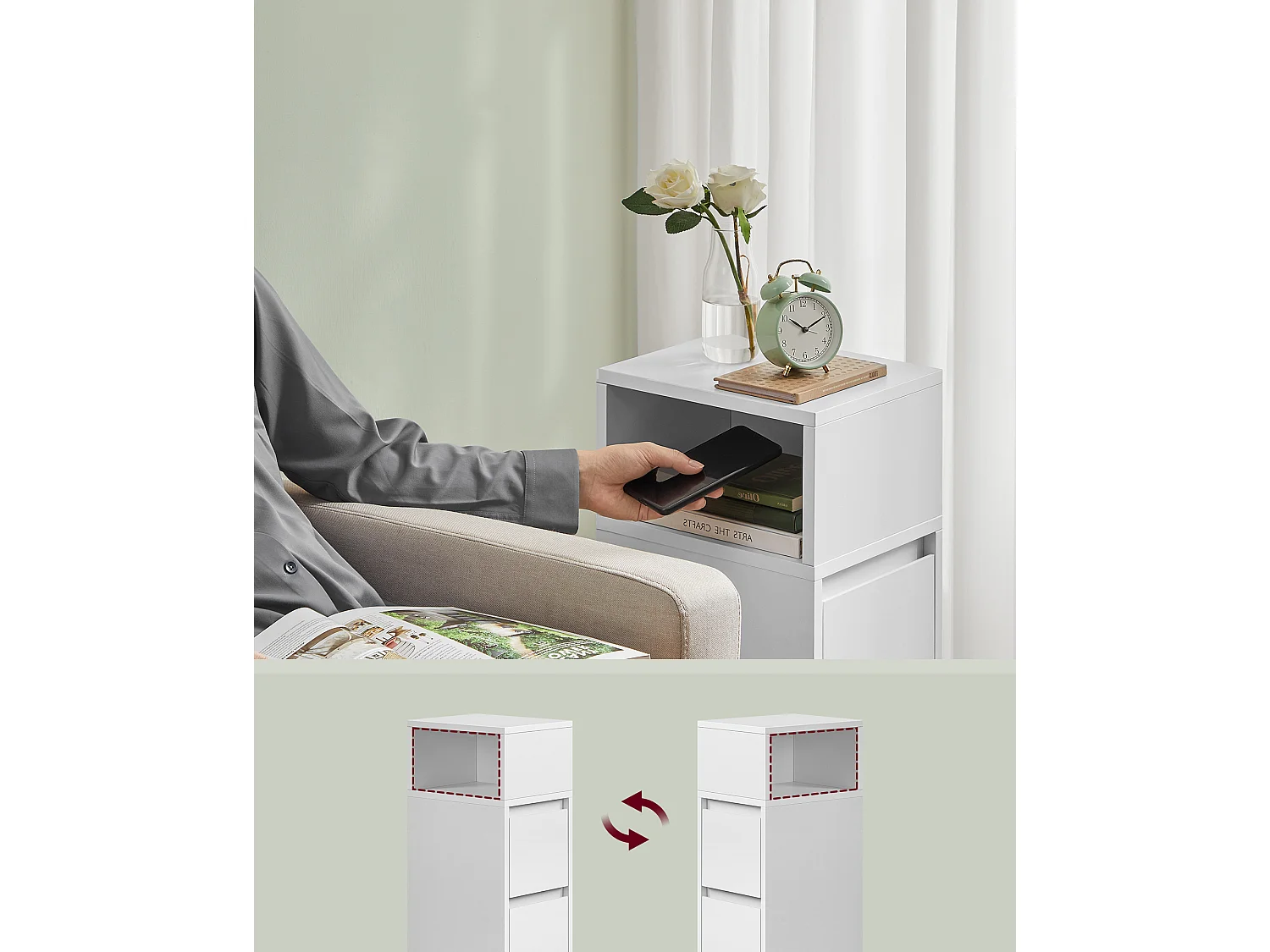 Nightstand 25x30x65 cm Cloud White