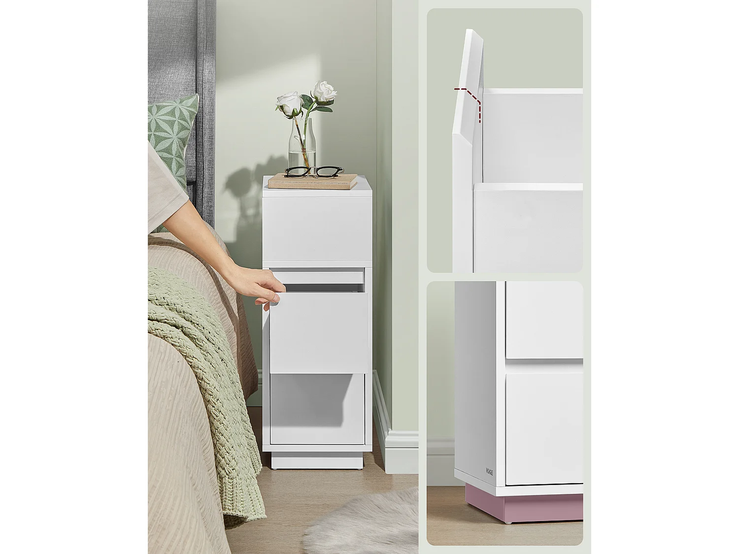 Nightstand 25x30x65 cm Cloud White