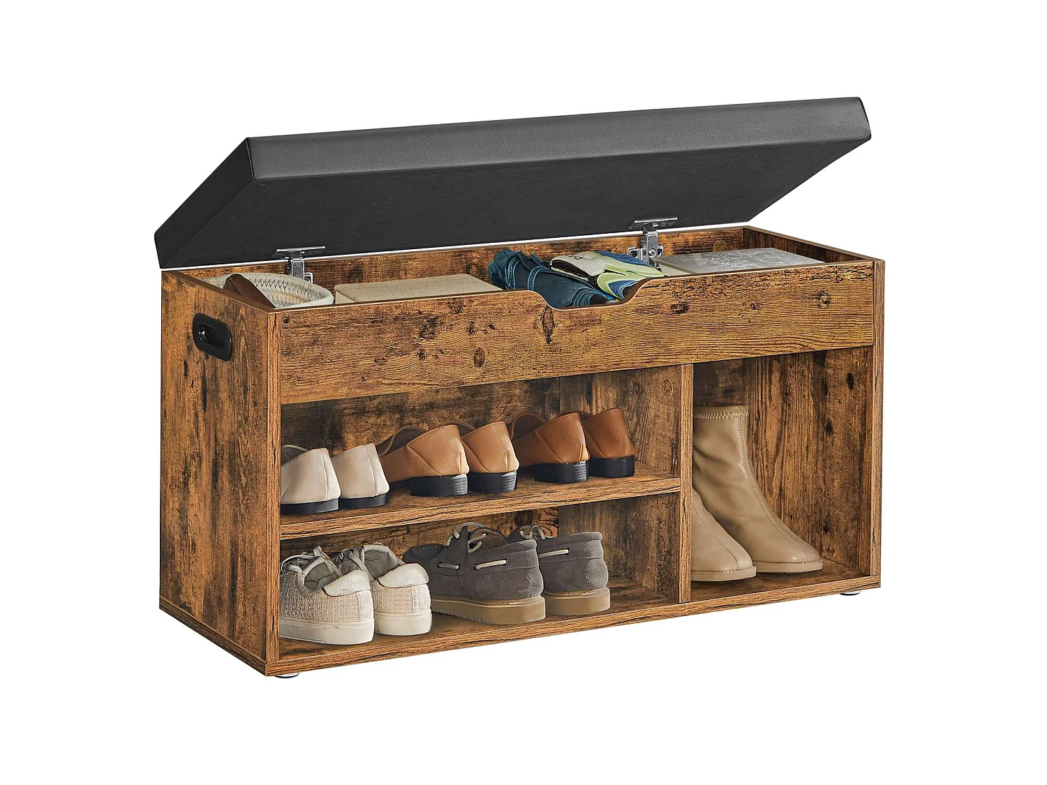 Panca porta scarpe 80x44x30 cm nero antico opaco