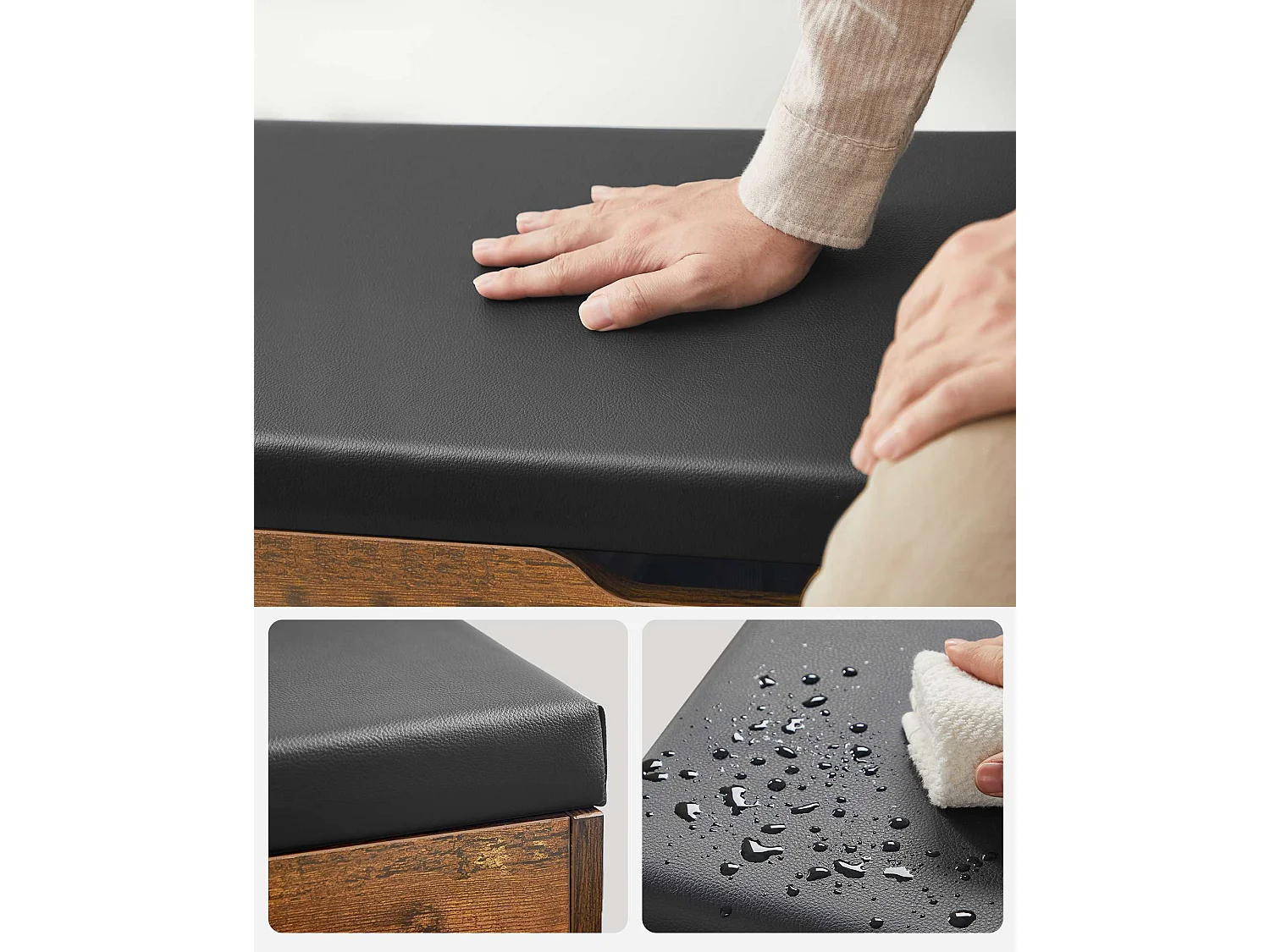 Panca porta scarpe 80x44x30 cm nero antico opaco