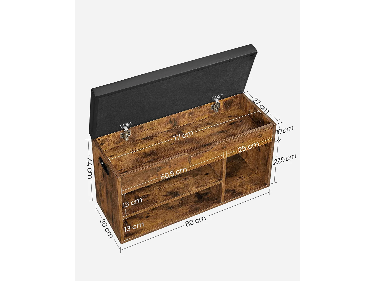 Panca porta scarpe 80x44x30 cm nero antico opaco