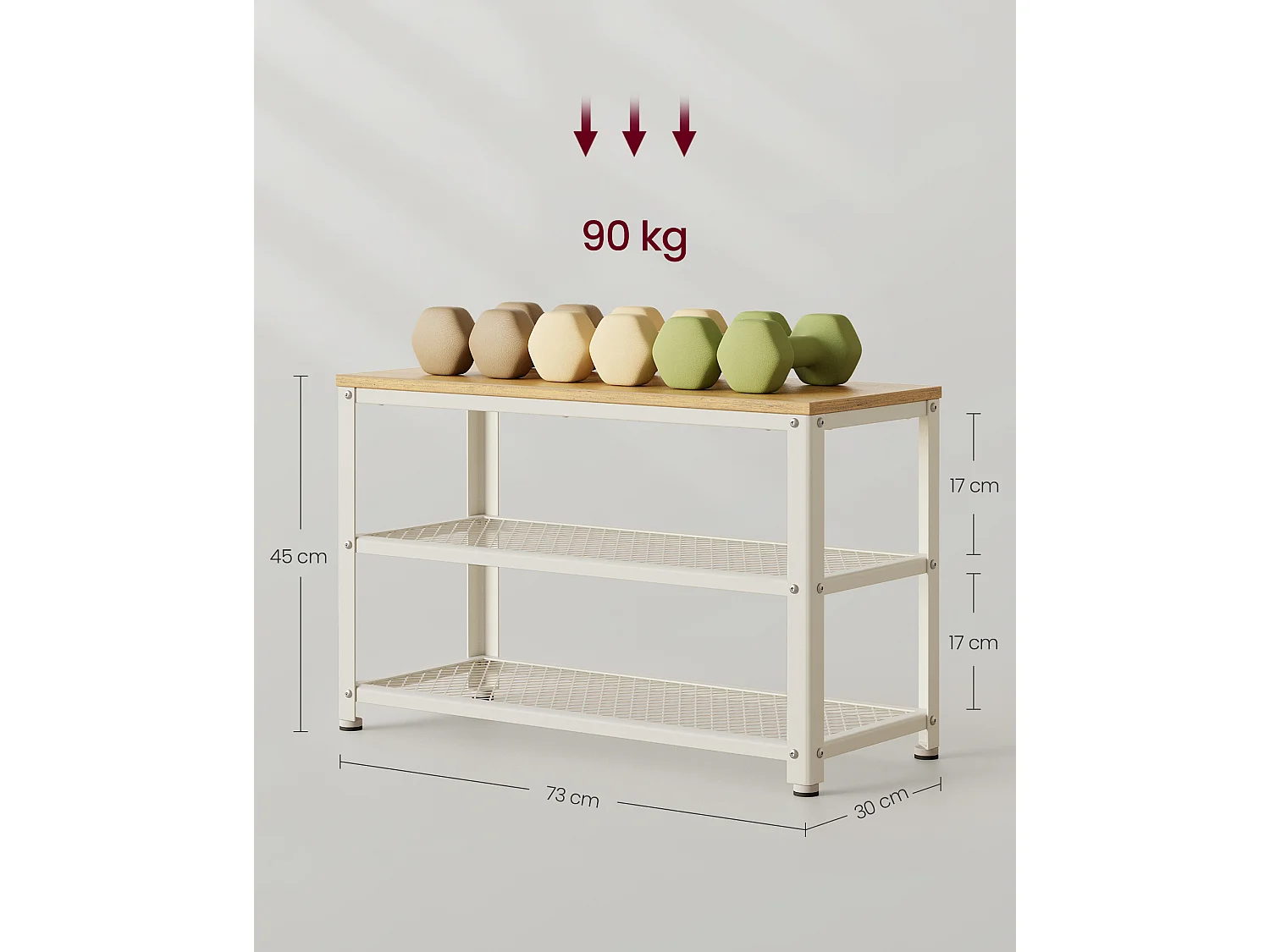 Skobænk, 73x45x30 cm, Beige og Hvid