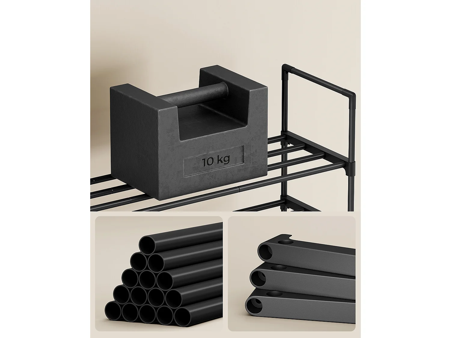 Rangement à chaussures 30x92x34 cm Noir lsa12bk