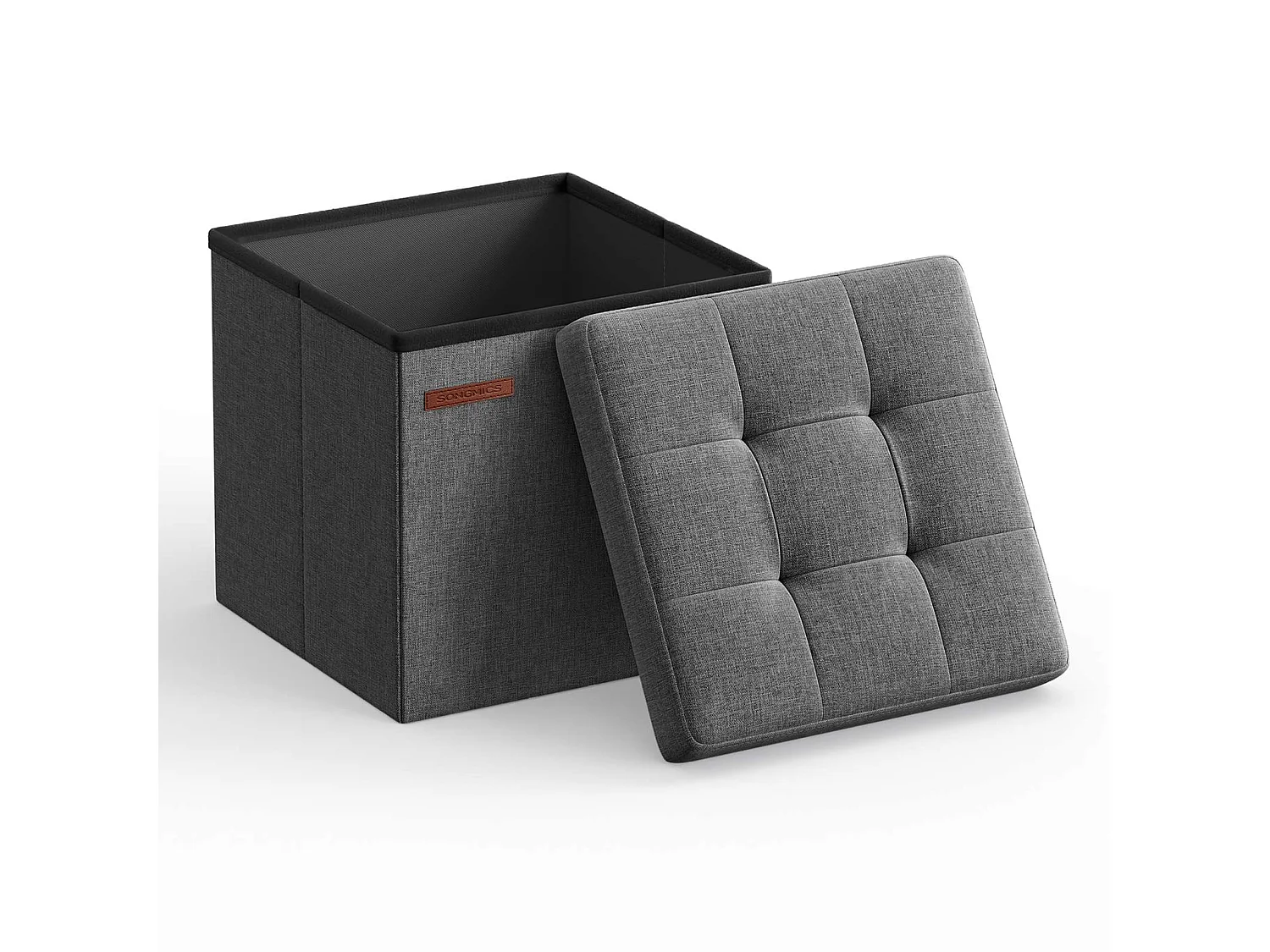 Pouf de rangement 30x30x30 cm gris foncé