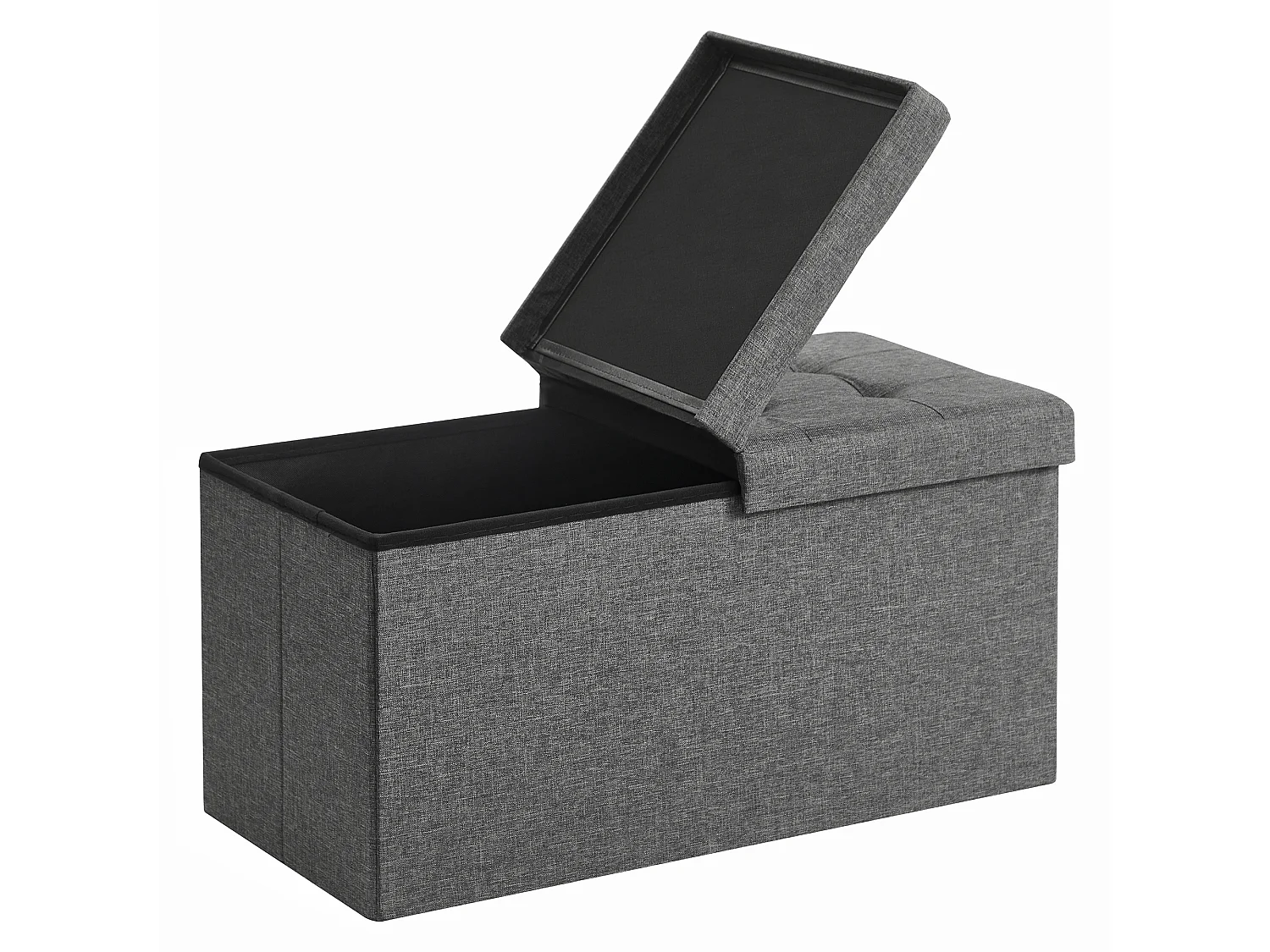 Pouf de rangement 76x38x38 cm gris