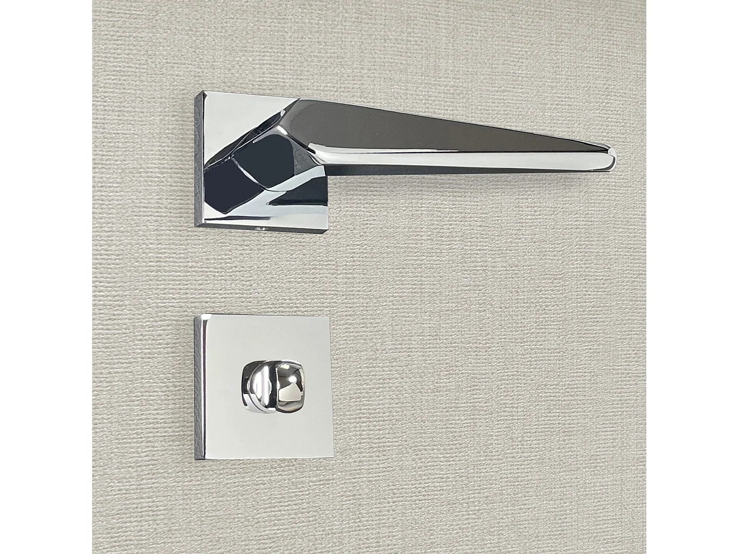 Poignée de porte design à condamnation finition aspect chrome brillant Tosca - KATCHMEE - KatchMee