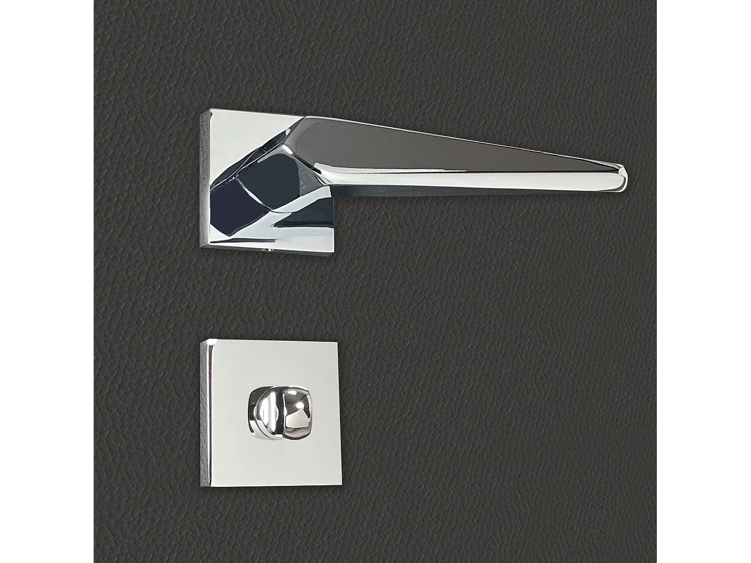Poignée de porte design à condamnation finition aspect chrome brillant Tosca - KATCHMEE - KatchMee