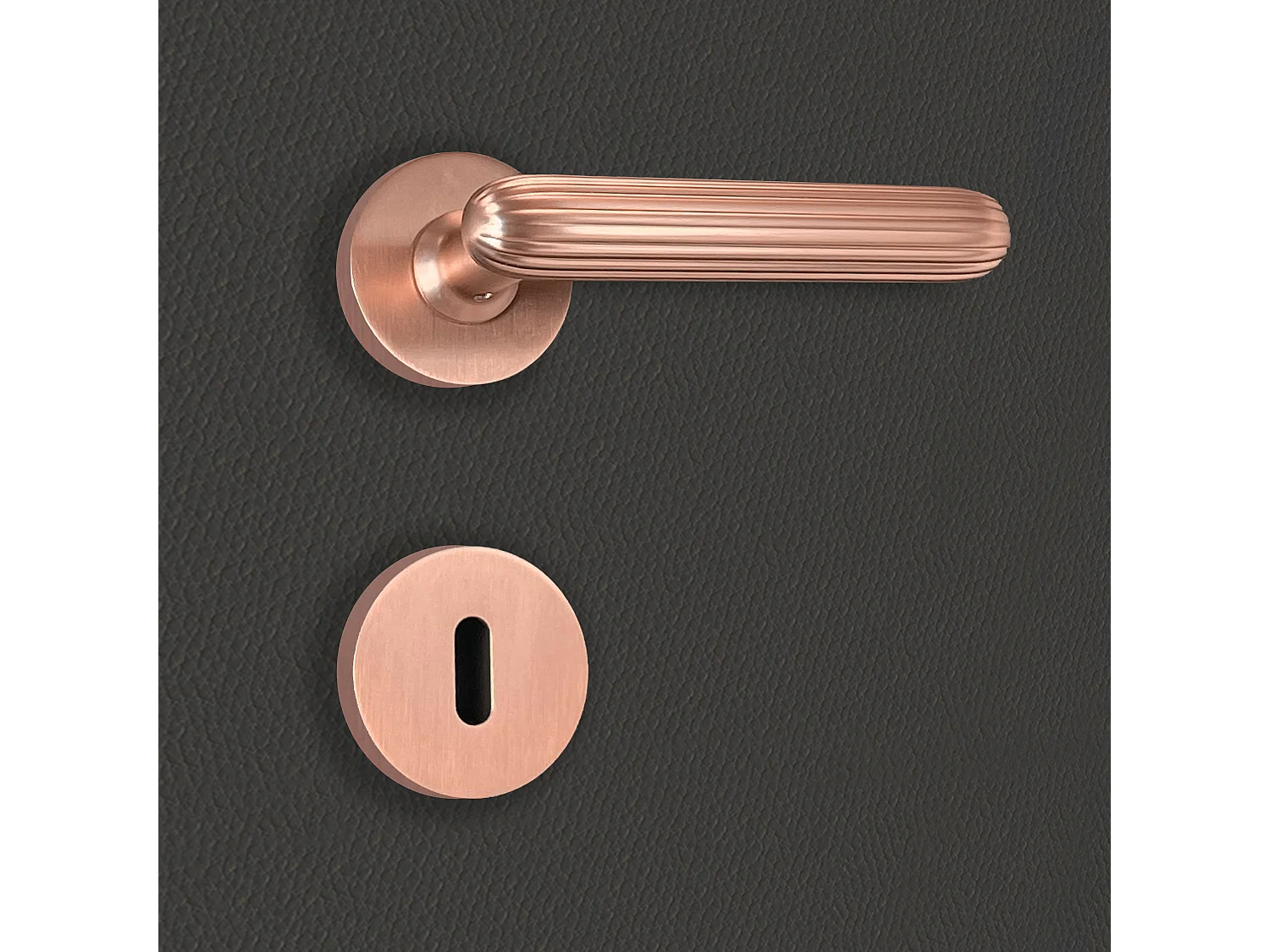 Poignée de porte design à clé finition aspect or rose Livia - KATCHMEE - KatchMee