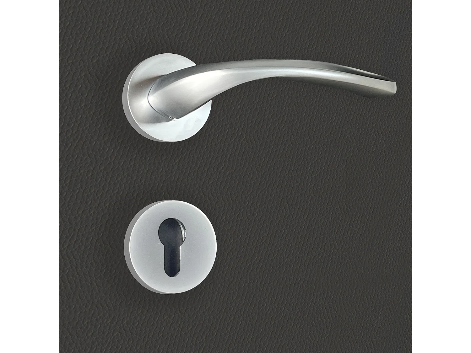Poignée de porte design à cylindre finition aspect chrome mat Flavia - KATCHMEE - KatchMee