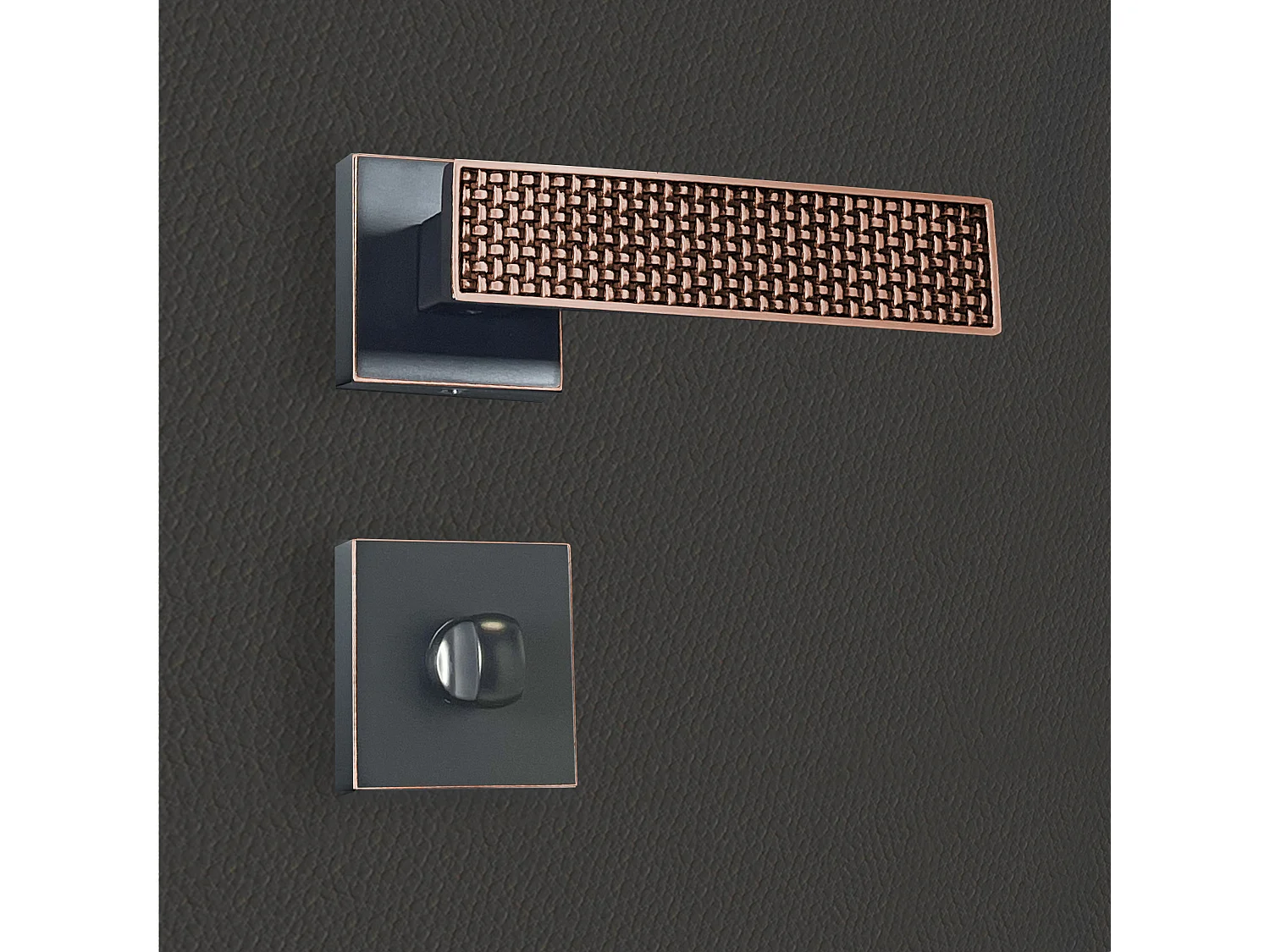 Poignée de porte design à condamnation finition aspect cuivre patiné noir Amalia - KATCHMEE - KatchMee