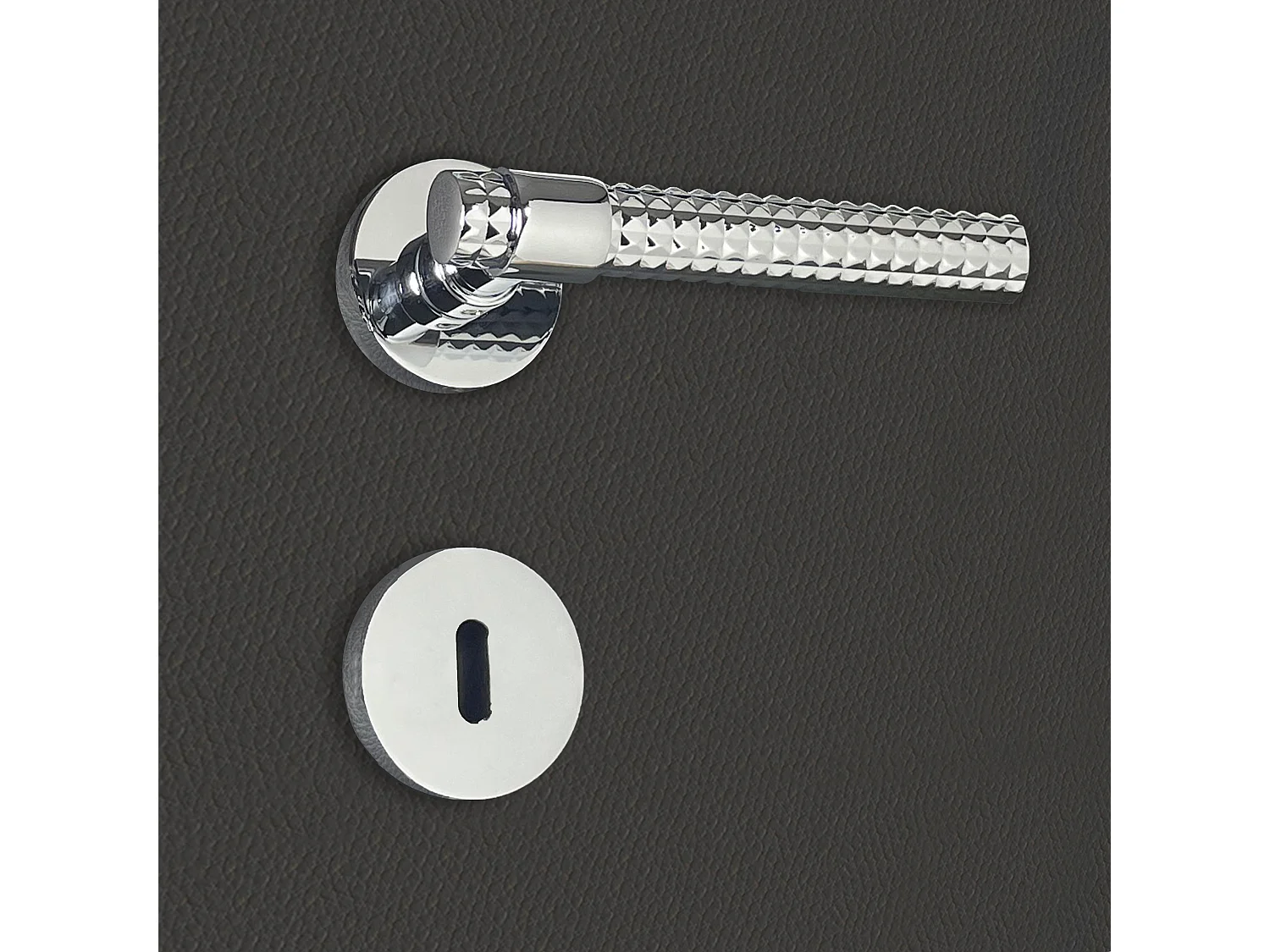 Poignée de porte design à clé finition aspect chrome brillant Grazia - KATCHMEE - KatchMee