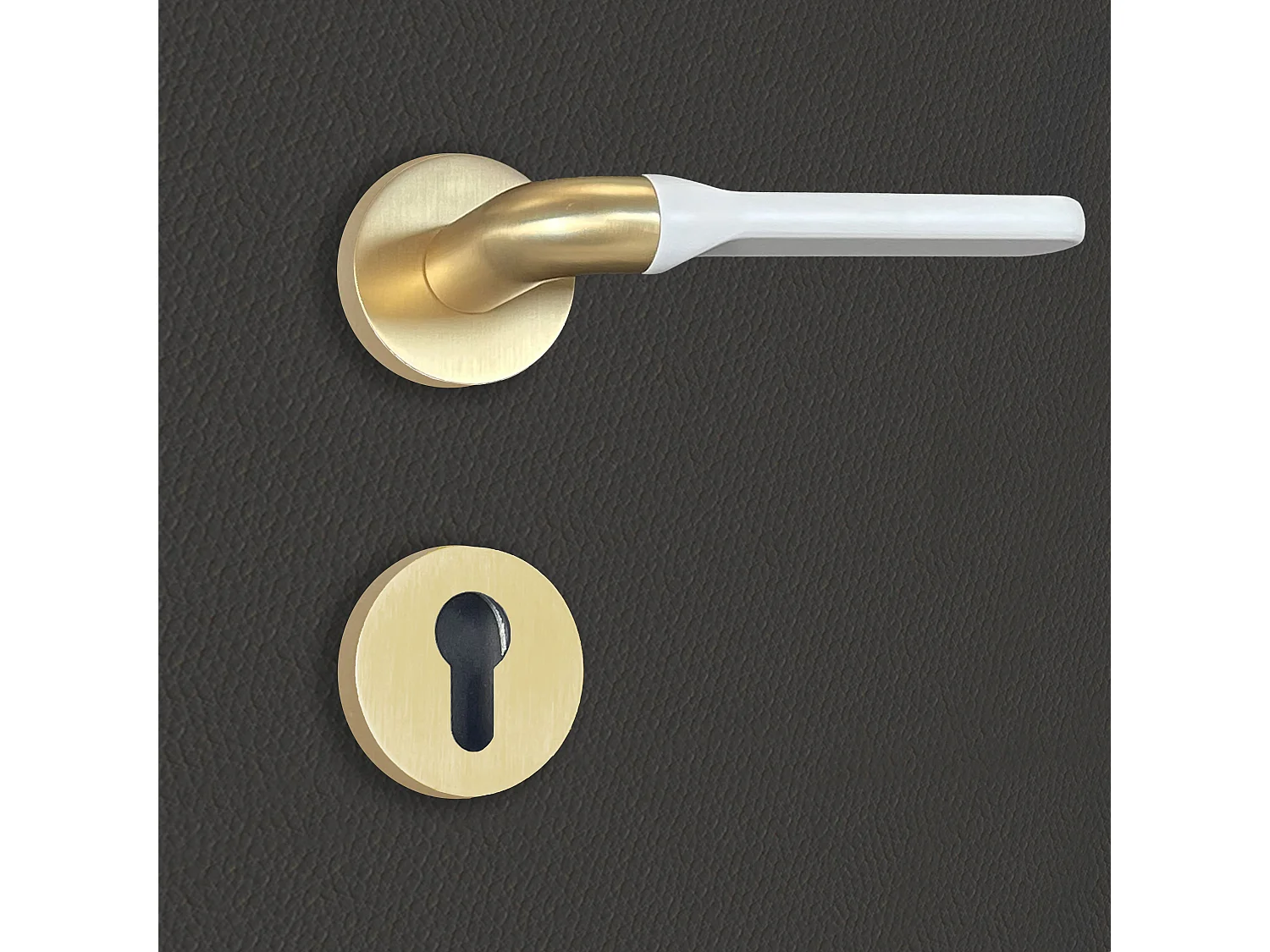 Poignée de porte design à cylindre finition aspect or et blanc mat Matilda - KATCHMEE - KatchMee