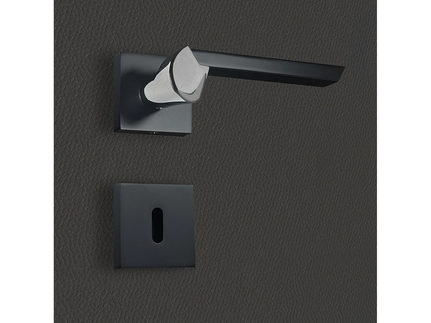 Poignée de porte design à clé finition aspect noir et chrome brillant Melissa - KATCHMEE - KatchMee