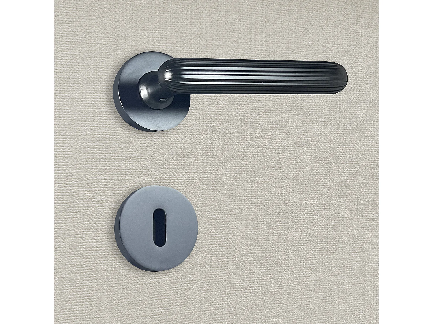 Poignée de porte design à clé finition aspect noir mat Davia - KATCHMEE - KatchMee