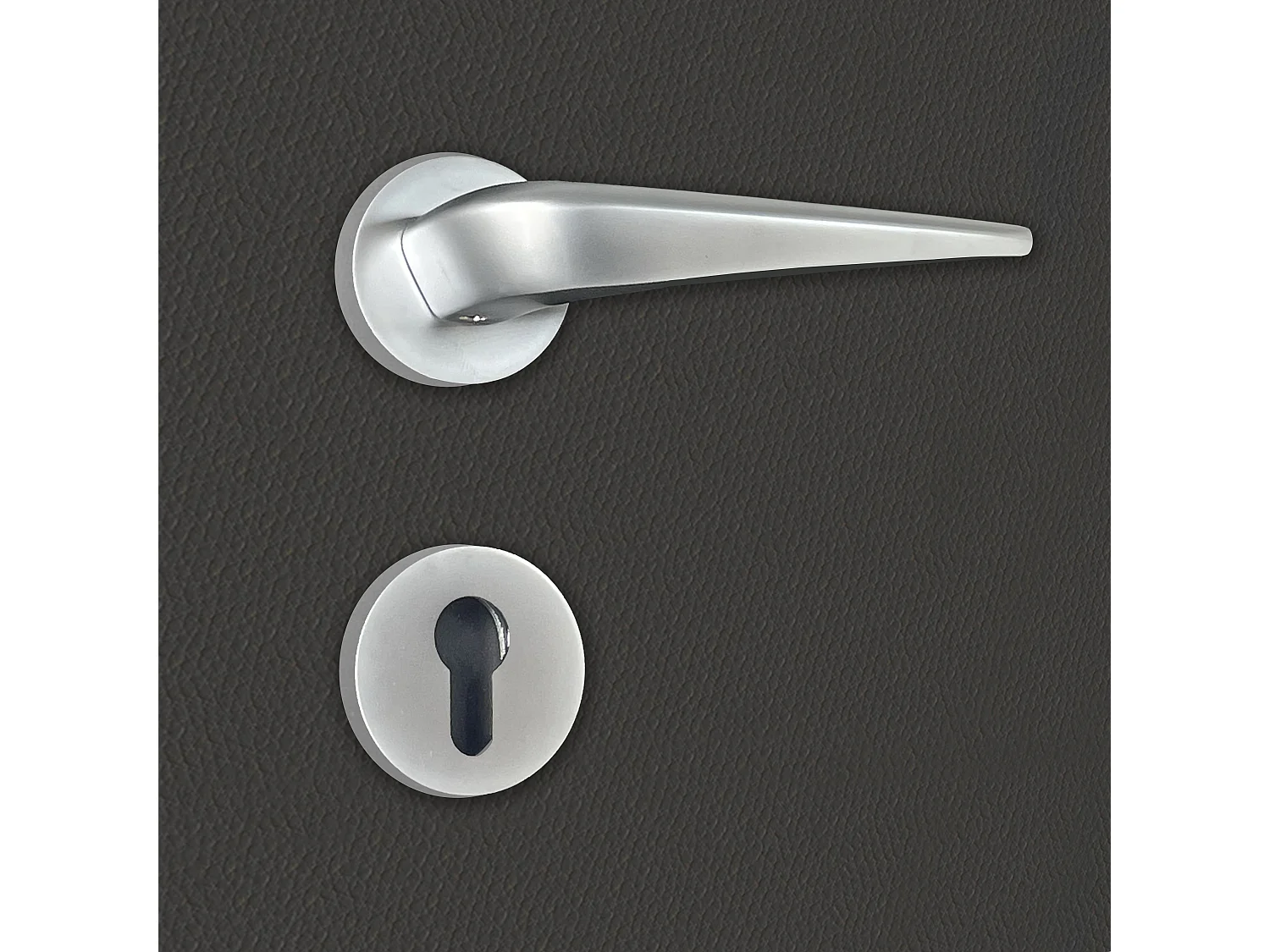 Poignée de porte design à cylindre finition aspect chrome mat Alissia - KATCHMEE - KatchMee