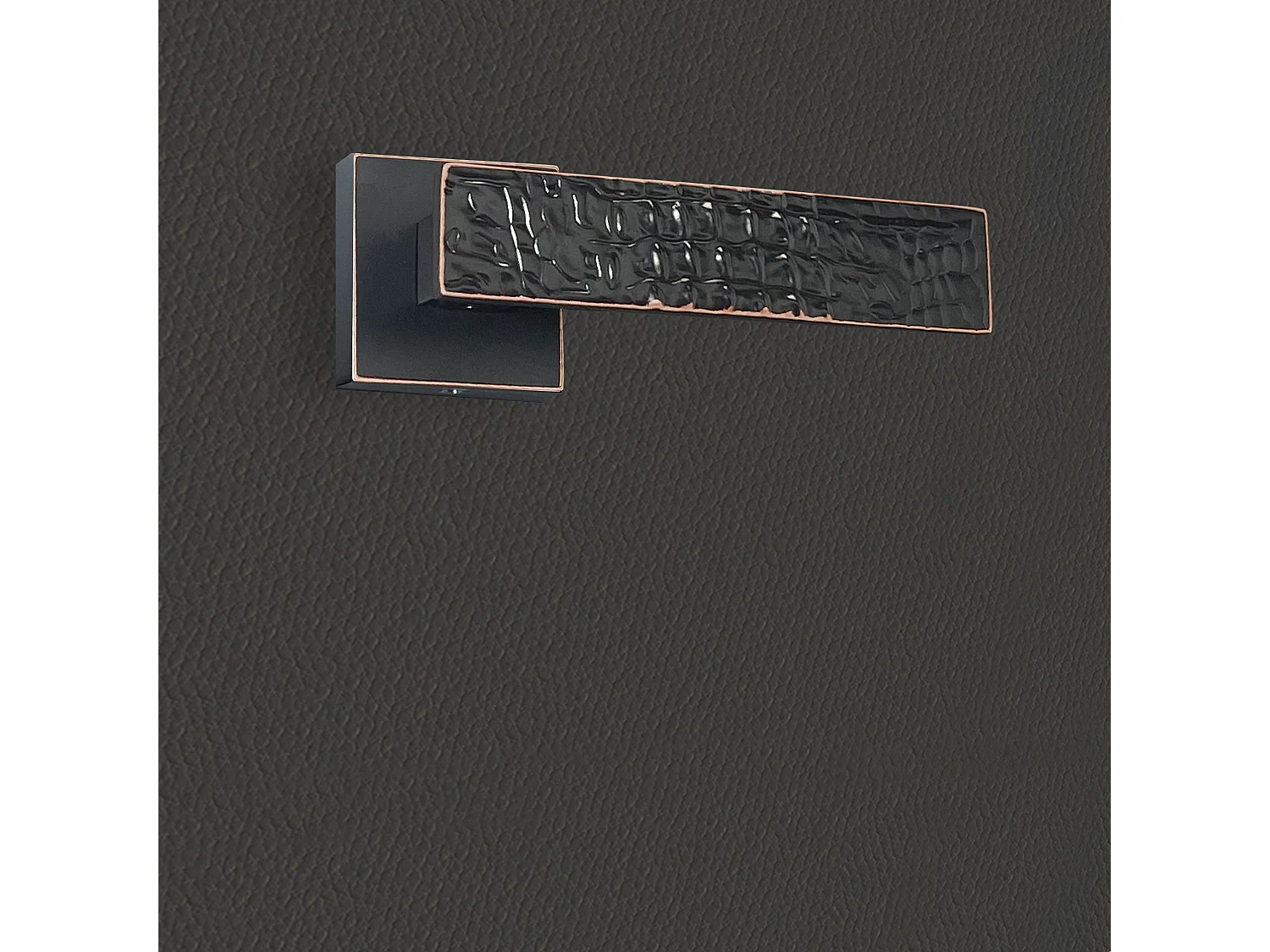 Poignée de porte design finition aspect cuir patiné noir Perla - KATCHMEE - KatchMee