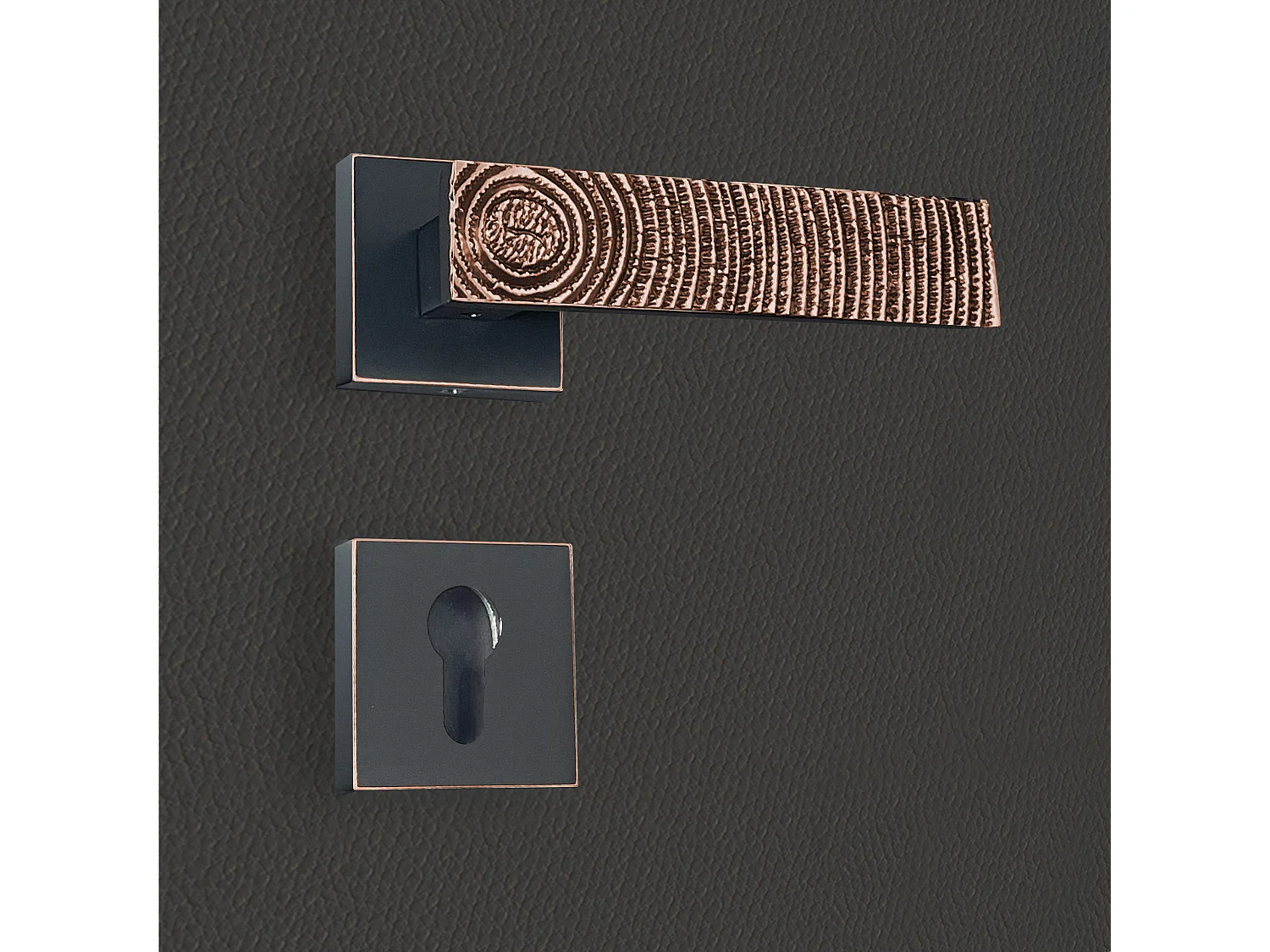 Poignée de porte design à cylindre finition aspect cuivre patiné noir Luna - KATCHMEE - KatchMee