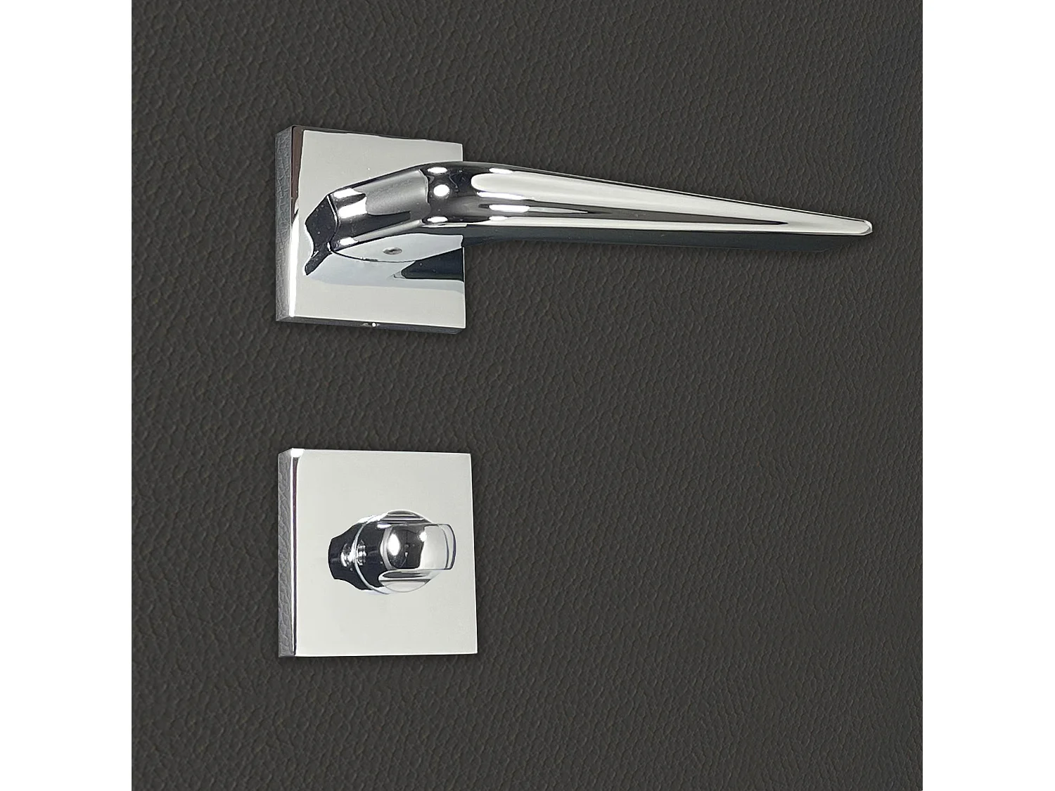 Poignée de porte design à condamnation finition aspect chrome brillant Lara - KATCHMEE - KatchMee