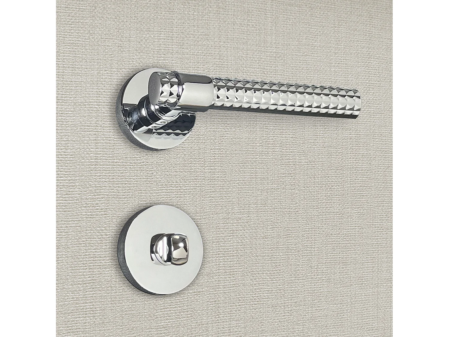Poignée de porte design à condamnation finition aspect chrome brillant Grazia - KATCHMEE - KatchMee