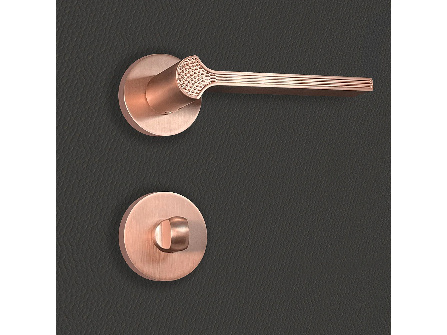 Poignée de porte design à condamnation finition aspect or rose Cristina - KATCHMEE - KatchMee