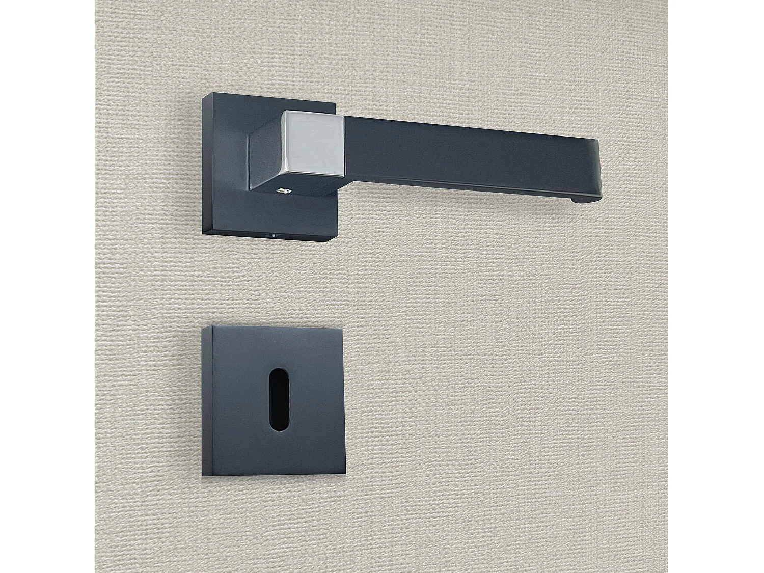 Poignée de porte design à clé finition aspect noir et chrome brillant Valentina - KATCHMEE - KatchMee