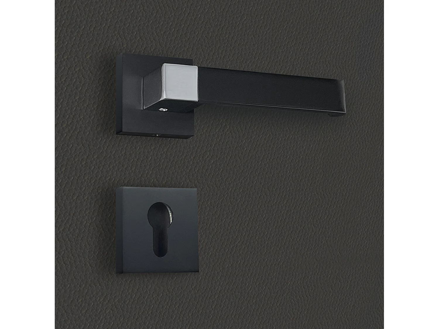 Poignée de porte design à cylindre finition aspect noir et chrome brillant Valentina - KATCHMEE - KatchMee
