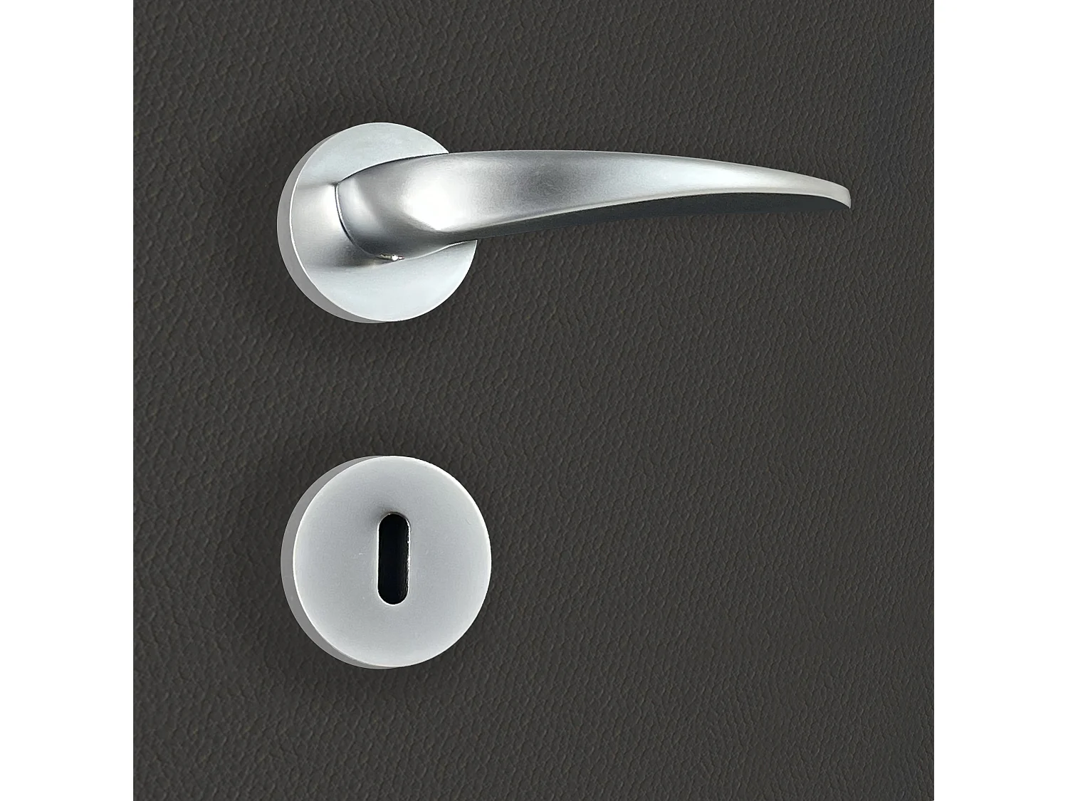 Poignée de porte design à clé finition aspect chrome mat Erica - KATCHMEE - KatchMee