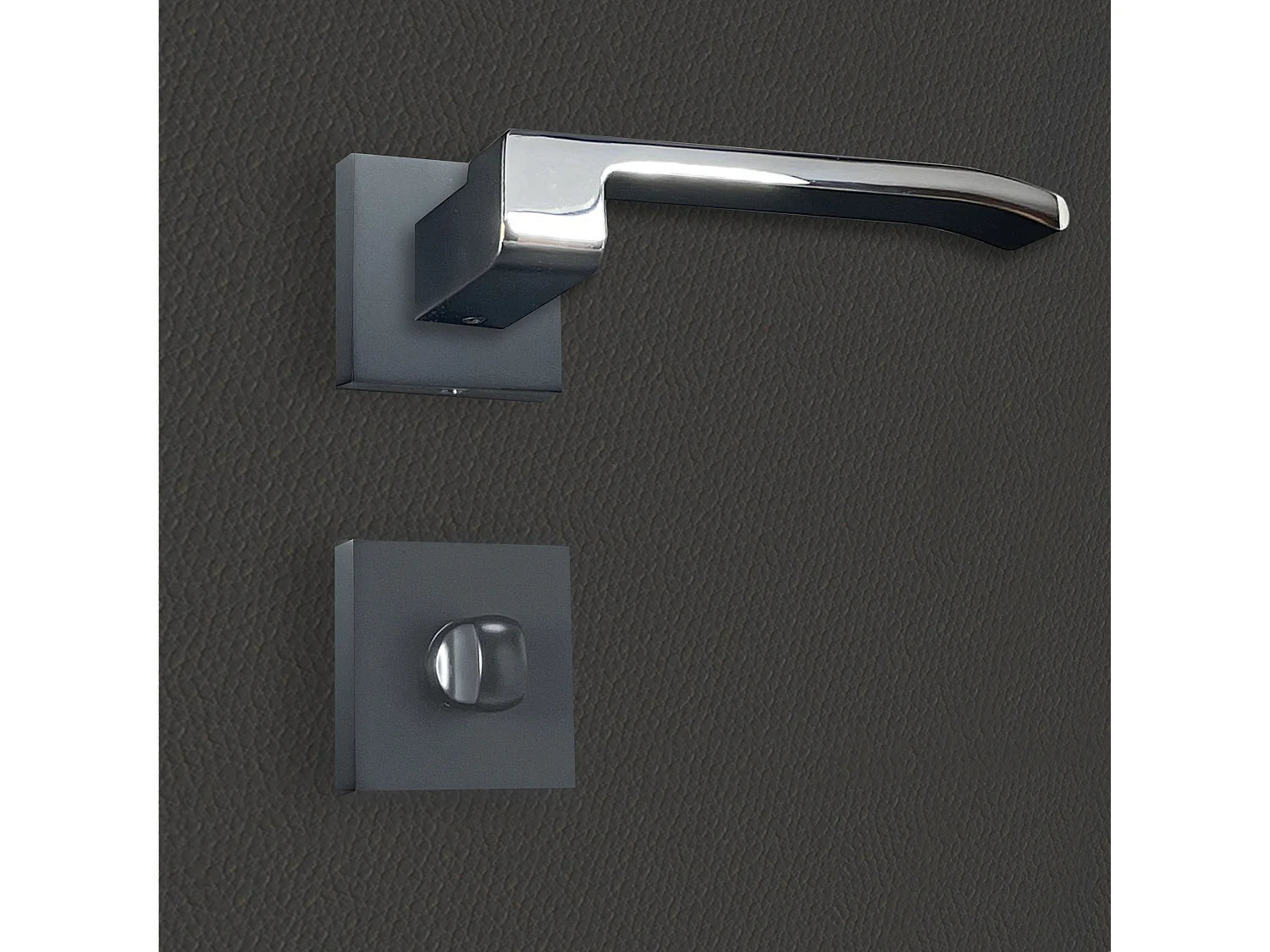 Poignée de porte design à condamnation aspect noir/chrome brillant Aurelia - KATCHMEE