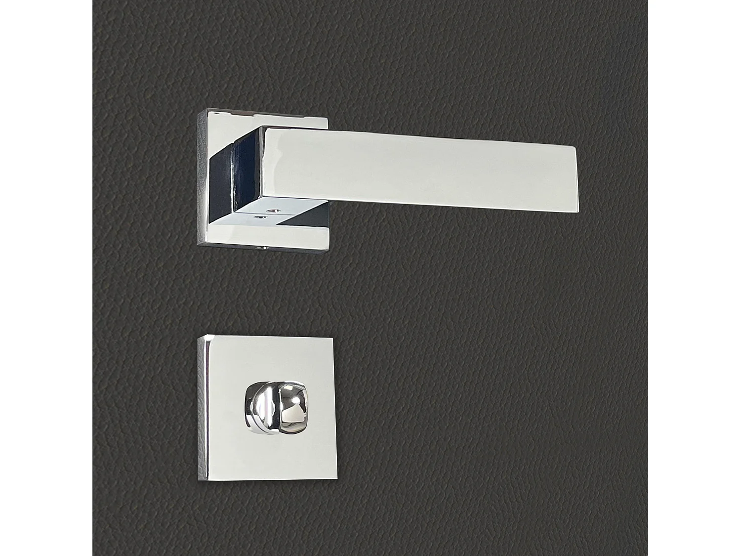 Poignée de porte design à condamnation finition aspect chrome mat Europa - KATCHMEE - KatchMee
