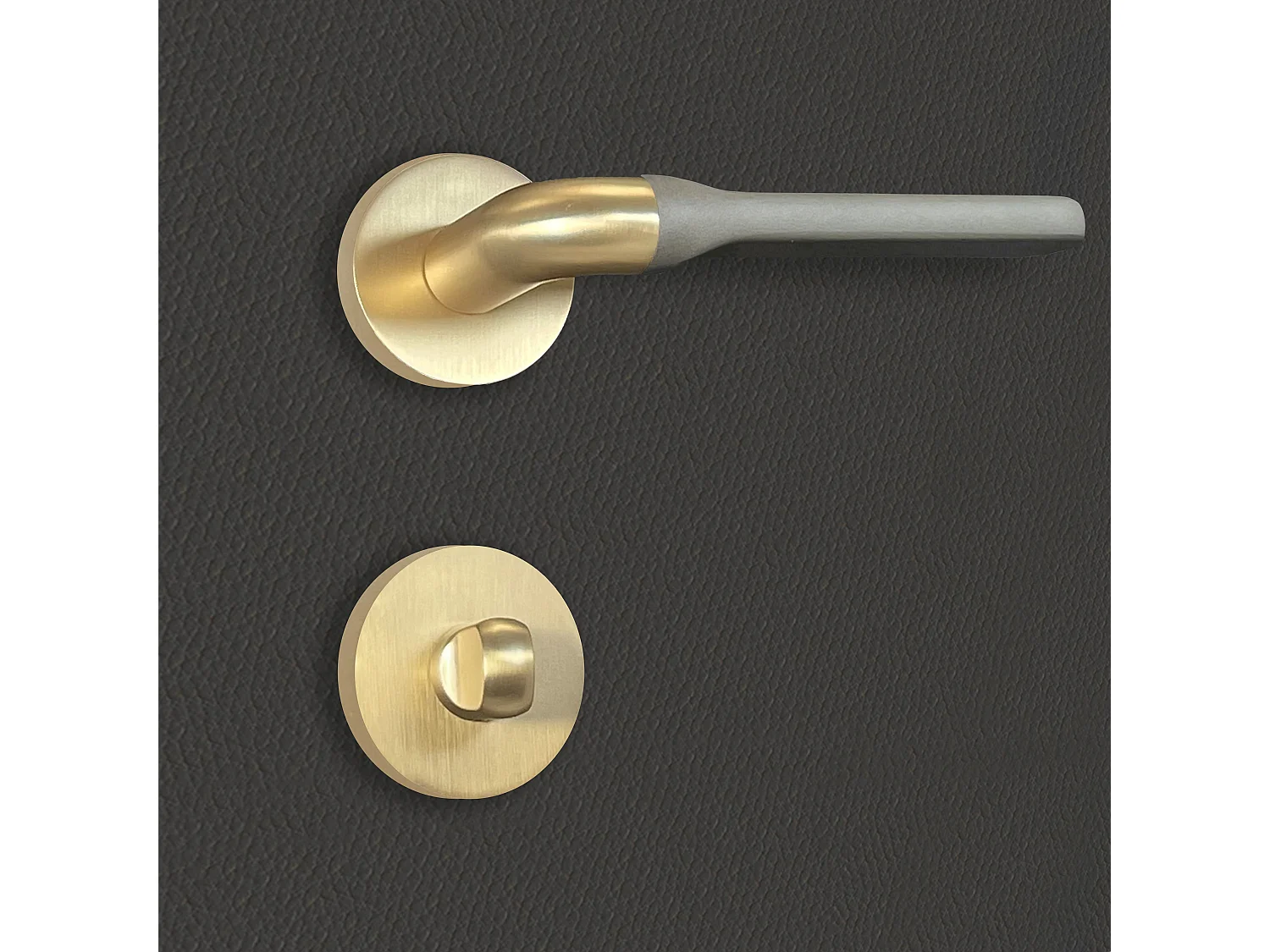 Poignée de porte design à condamnation finition aspect or et gris mat Fabiana - KATCHMEE - KatchMee