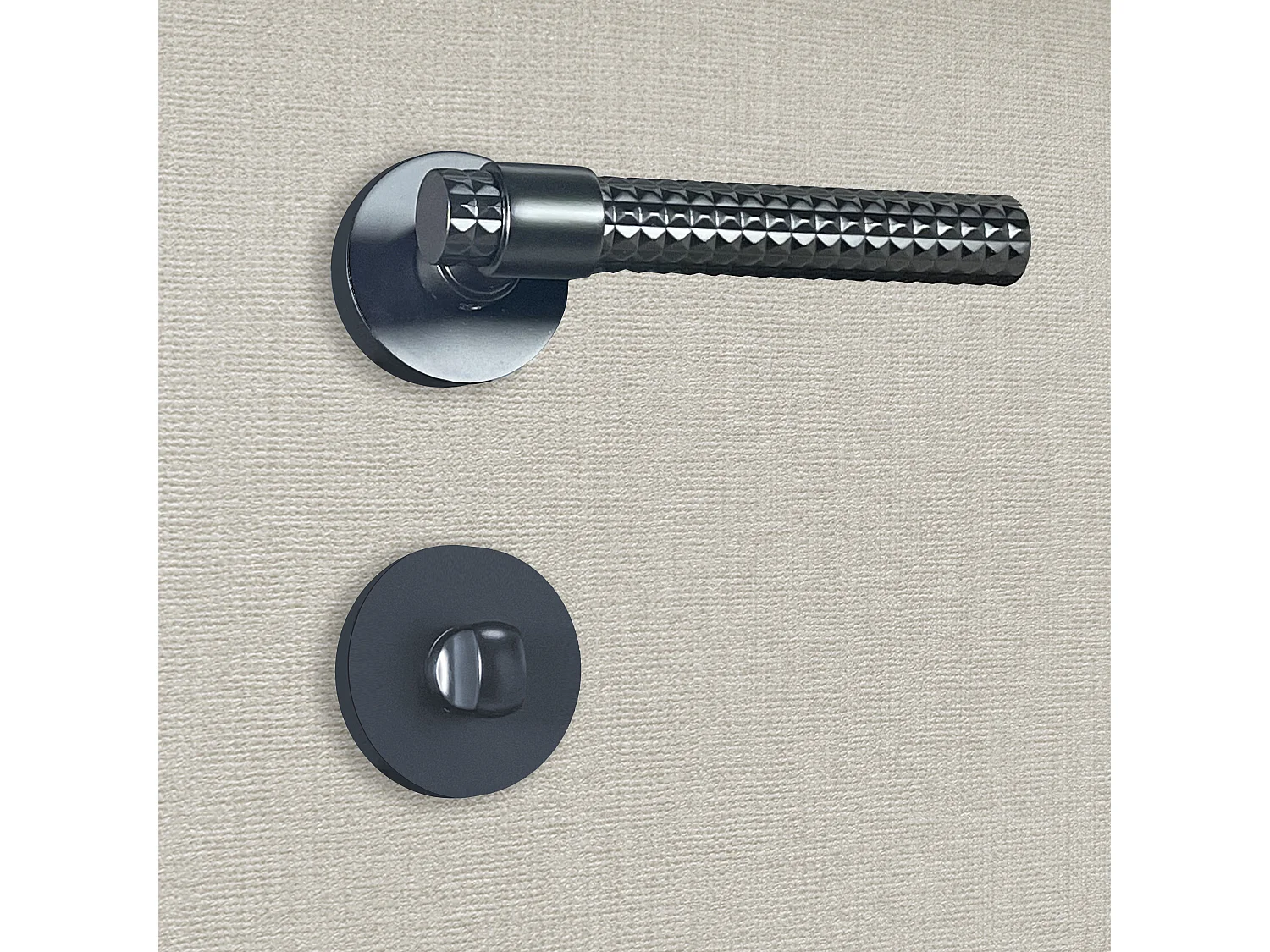 Poignée de porte design à condamnation finition aspect noir mat Asteria - KATCHMEE - KatchMee