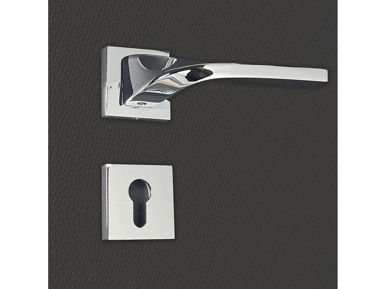 Poignée de porte design à cylindre finition aspect chrome brillant Angela - KATCHMEE - KatchMee