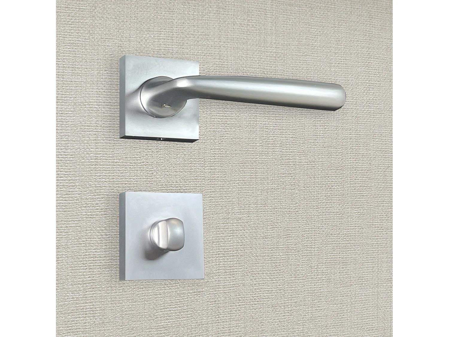 Poignée de porte design à condamnation finition aspect chrome mat Anita - KATCHMEE - KatchMee