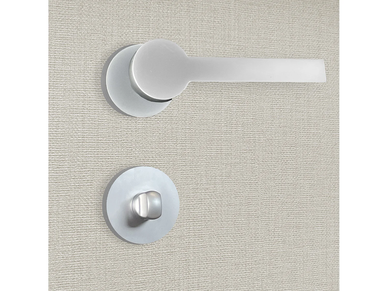 Poignée de porte design à condamnation finition aspect chrome mat Marina - KATCHMEE - KatchMee