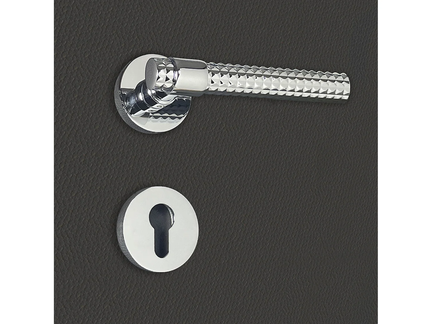Poignée de porte design à cylindre finition aspect chrome brillant Grazia - KATCHMEE - KatchMee