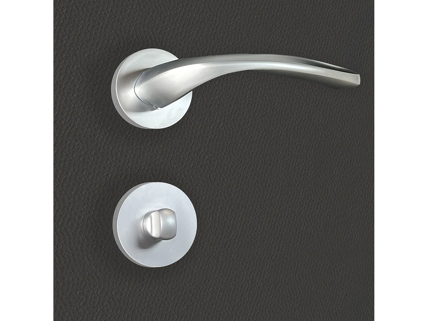 Poignée de porte design à condamnation finition aspect chrome mat Flavia - KATCHMEE - KatchMee
