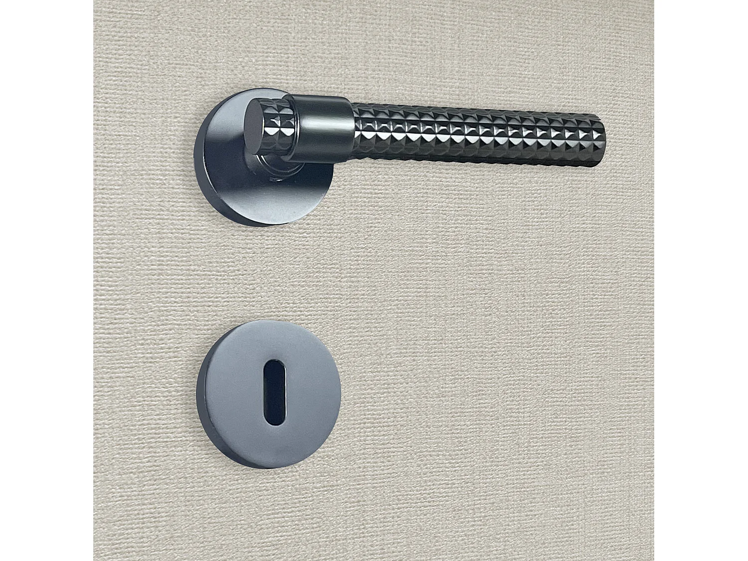 Poignée de porte design à clé finition aspect noir mat Asteria - KATCHMEE - KatchMee