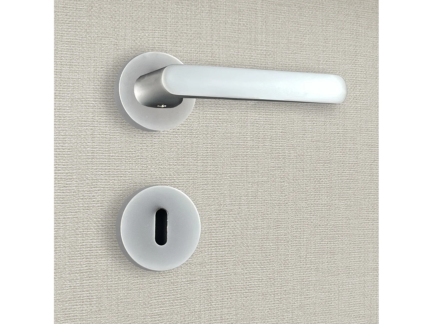 Poignée de porte design à clé finition aspect chrome mat Dalia - KATCHMEE - KatchMee