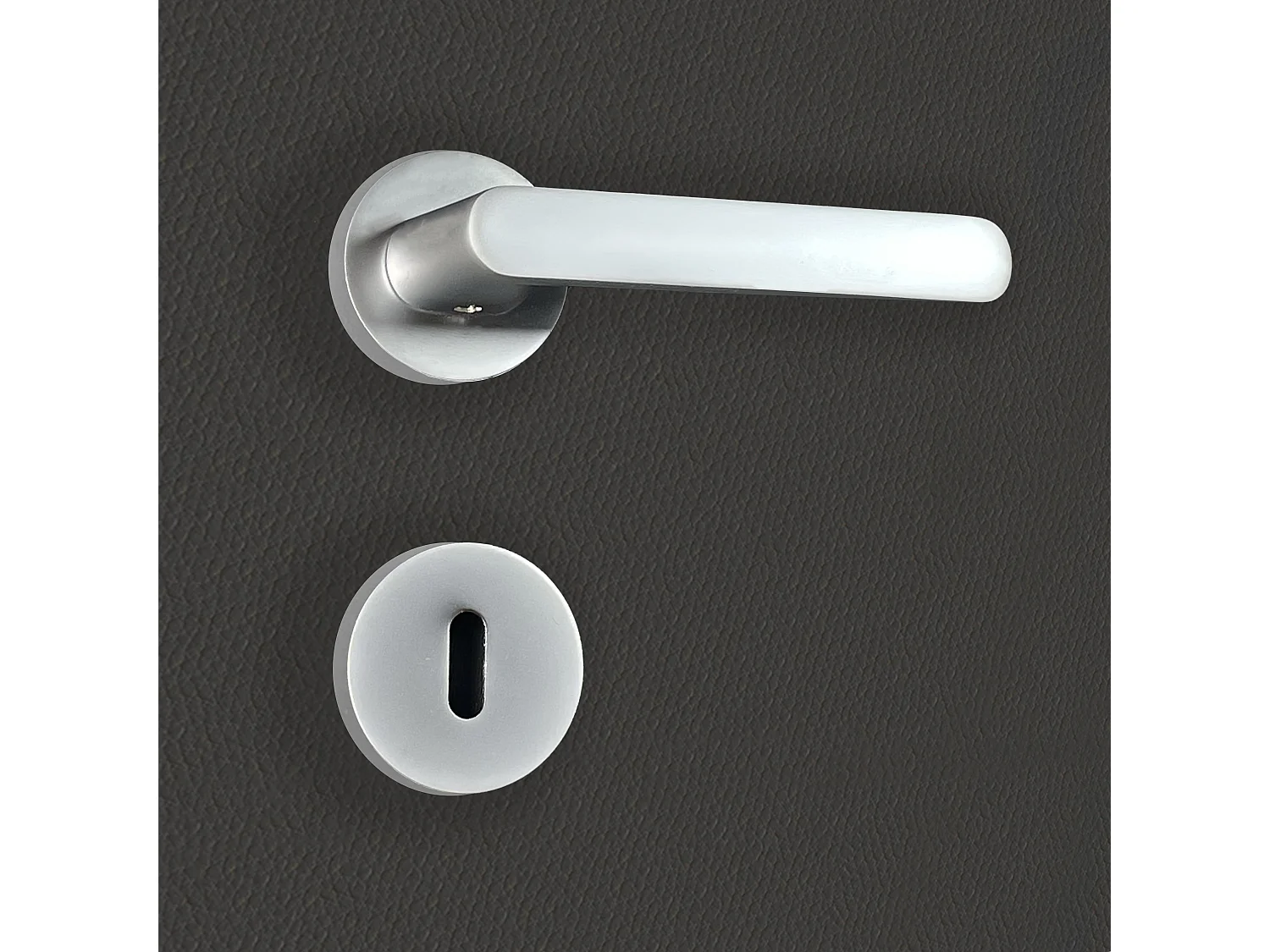 Poignée de porte design à clé finition aspect chrome mat Dalia - KATCHMEE - KatchMee