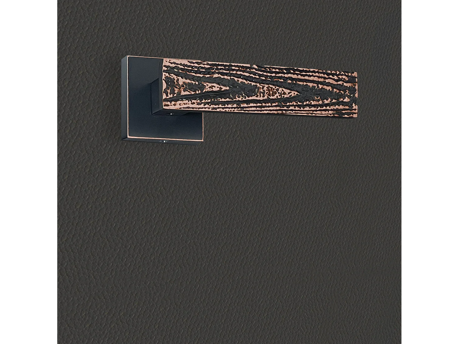 Poignée de porte design finition aspect cuivre patiné noir Flora - KATCHMEE - KatchMee